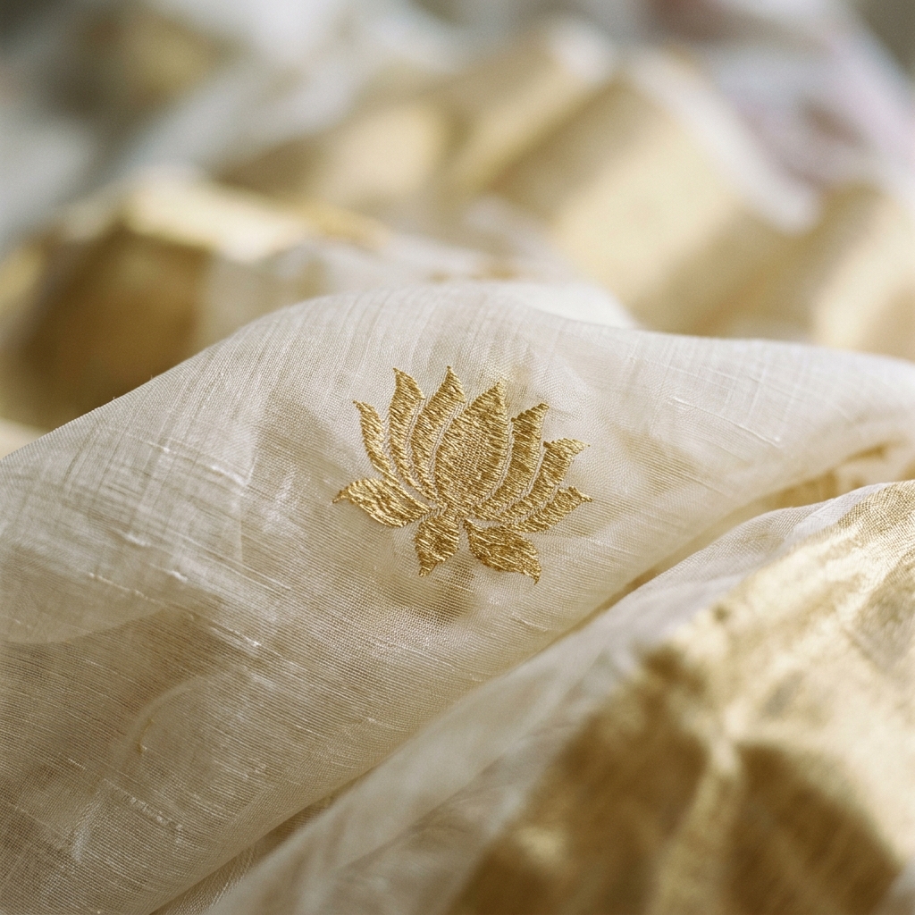 Original Chanderi Saree Detailed Zari Weave
