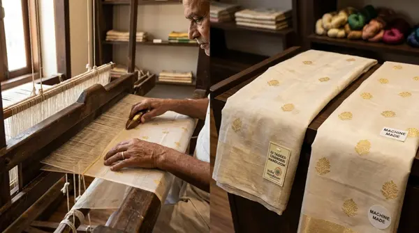 How to Identify Pure Handloom Chanderi Silk Saree vs Fake Synthetic Powerloom