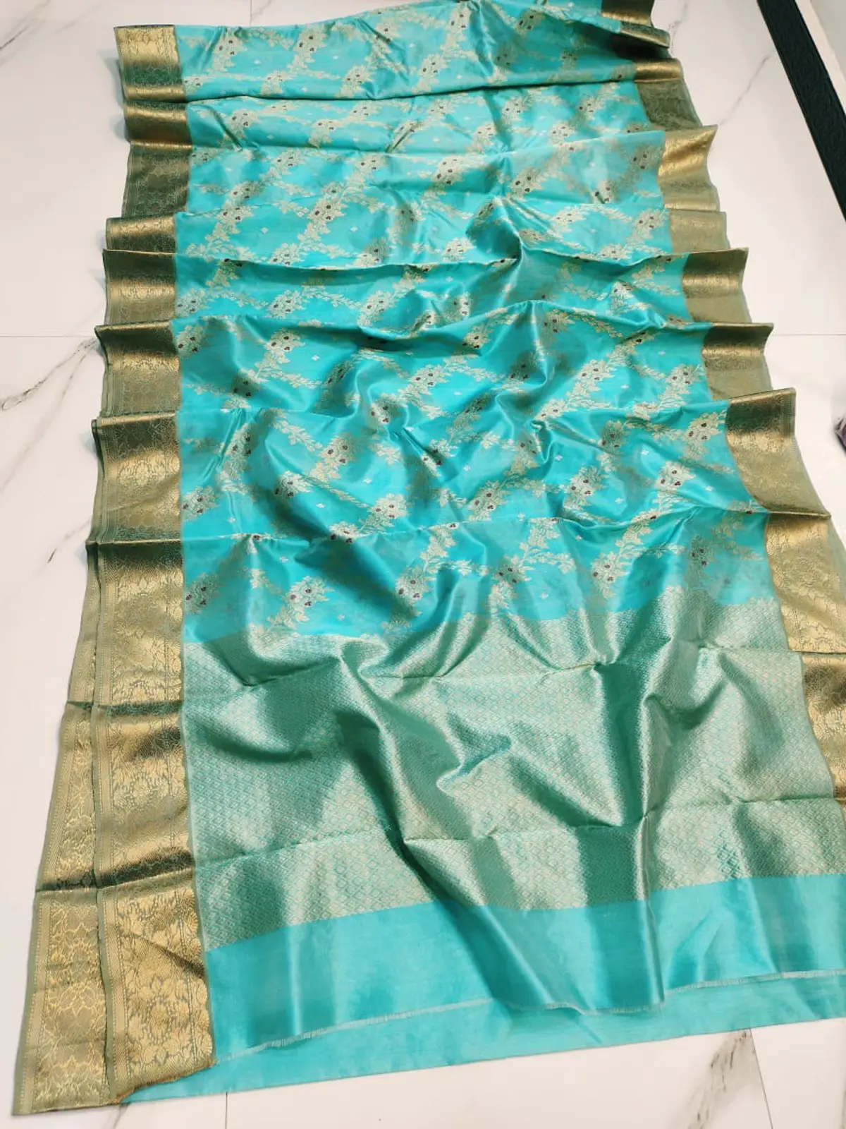 Aqua Blue Pattu Silk Saree