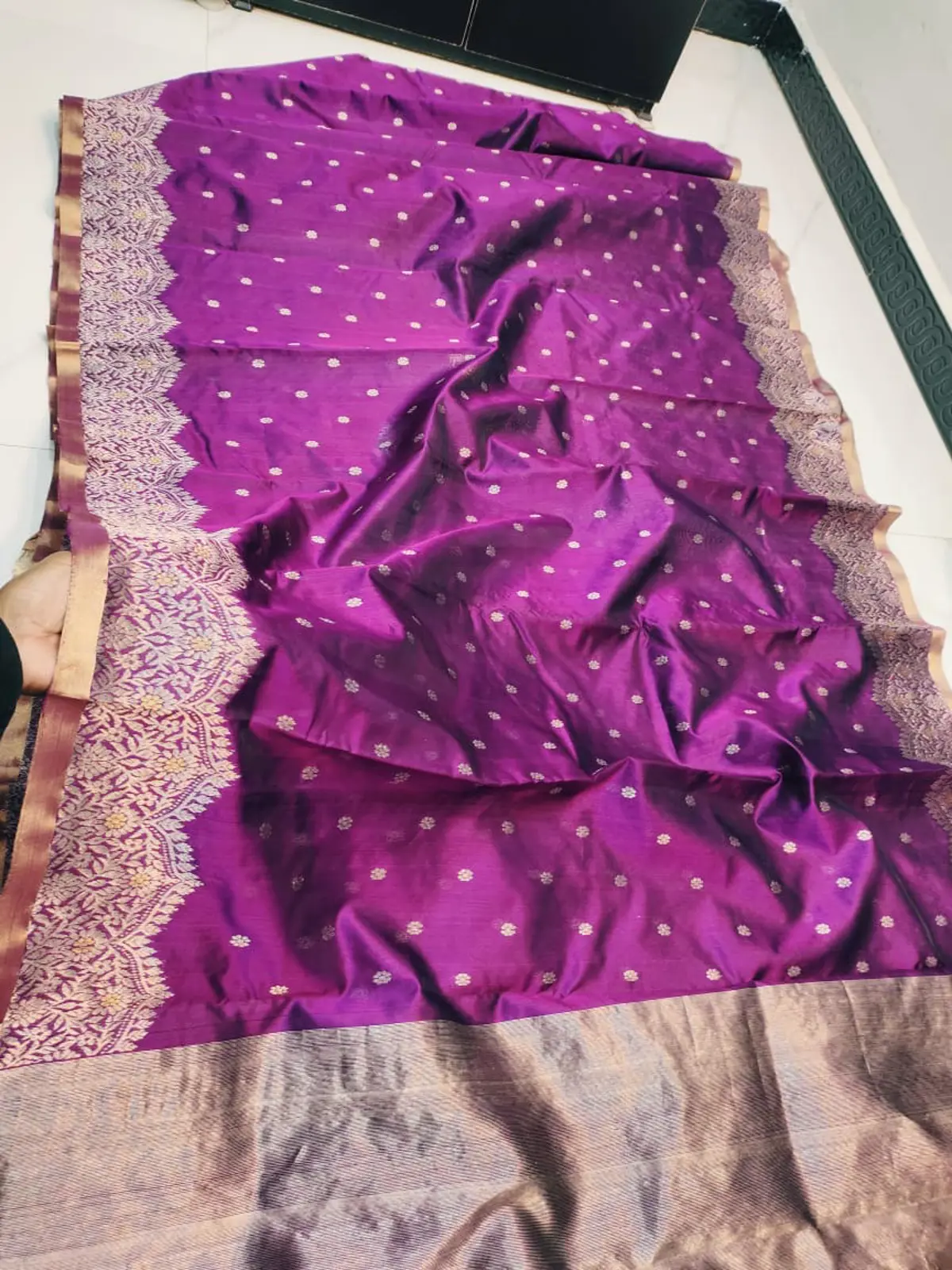 Amethyst & Antique Gold Pattu Silk Saree