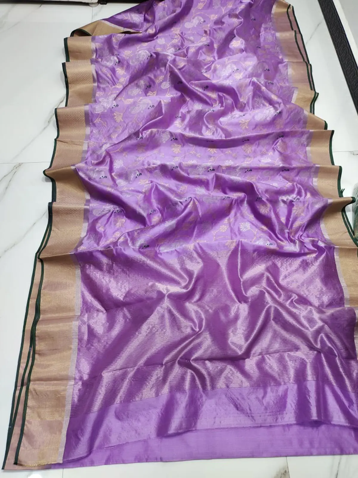 Amethyst Haze & Antique Gold Pattu Silk Saree