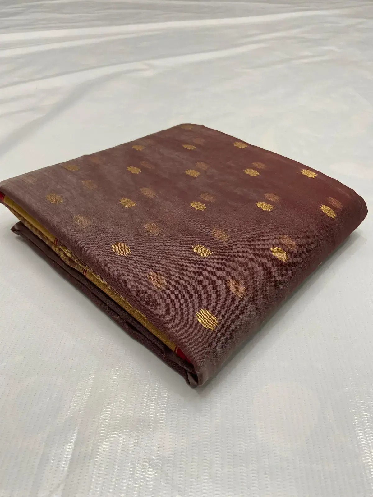 Handwoven Cinnamon Brown & Gilded Gold Cinnamon Brown Katan Silk Chanderi Saree - Authentic Chanderi Silk Saree Chanderi Saree - View 5