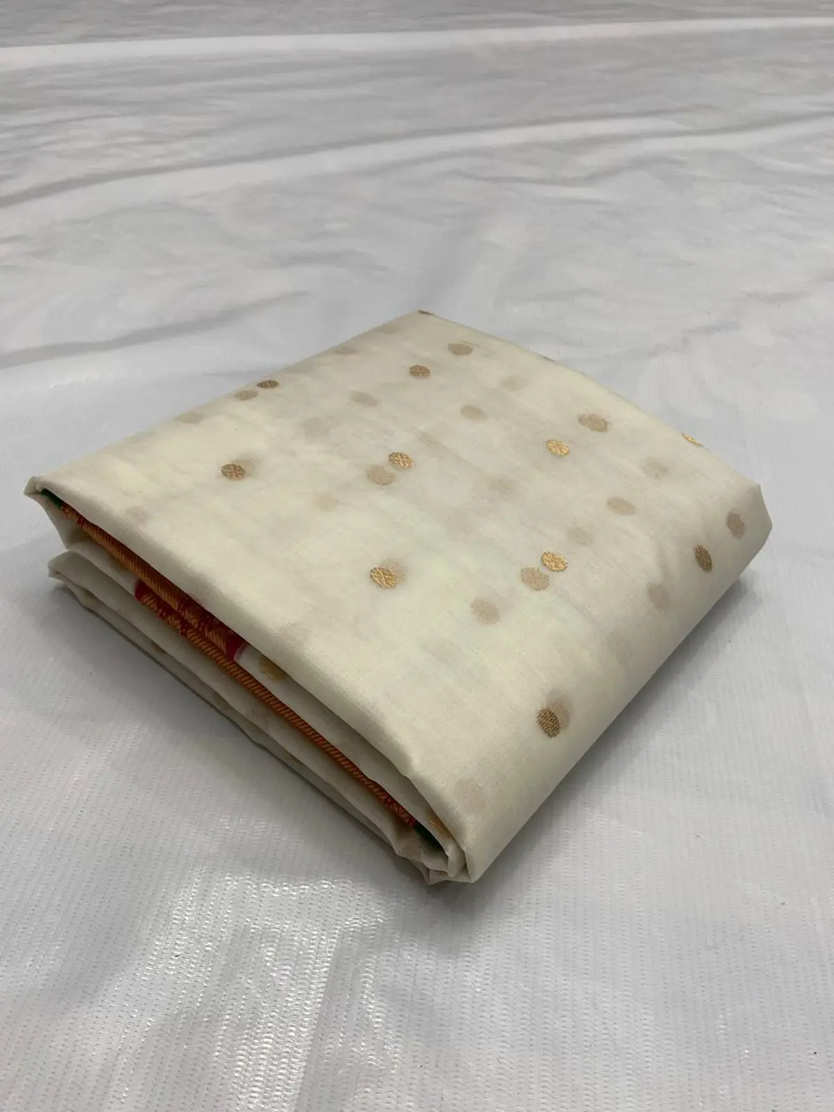 Creamy Ivory with Gilded Butteflies Kataan Silk