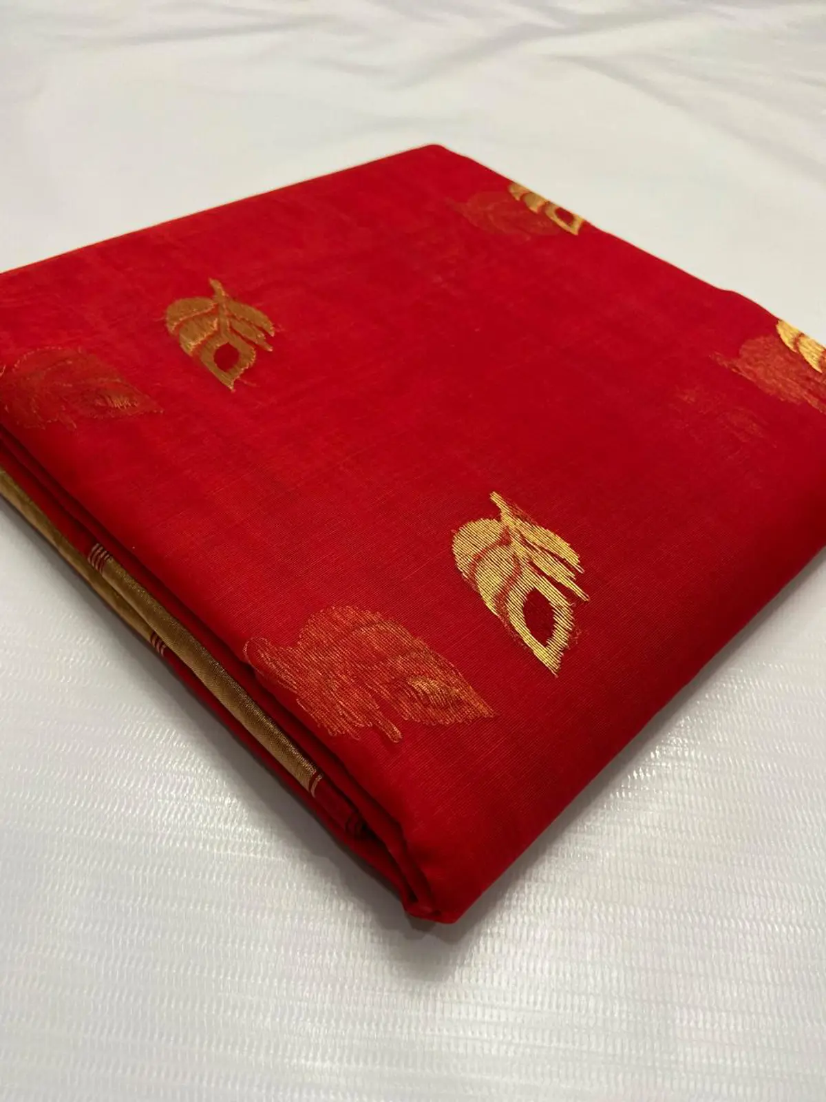 Handwoven Crimson & Gilded Gold Crimson & Gilded Gold Kataan Silk Saree - Authentic Chanderi Silk Saree Chanderi Saree - View 3