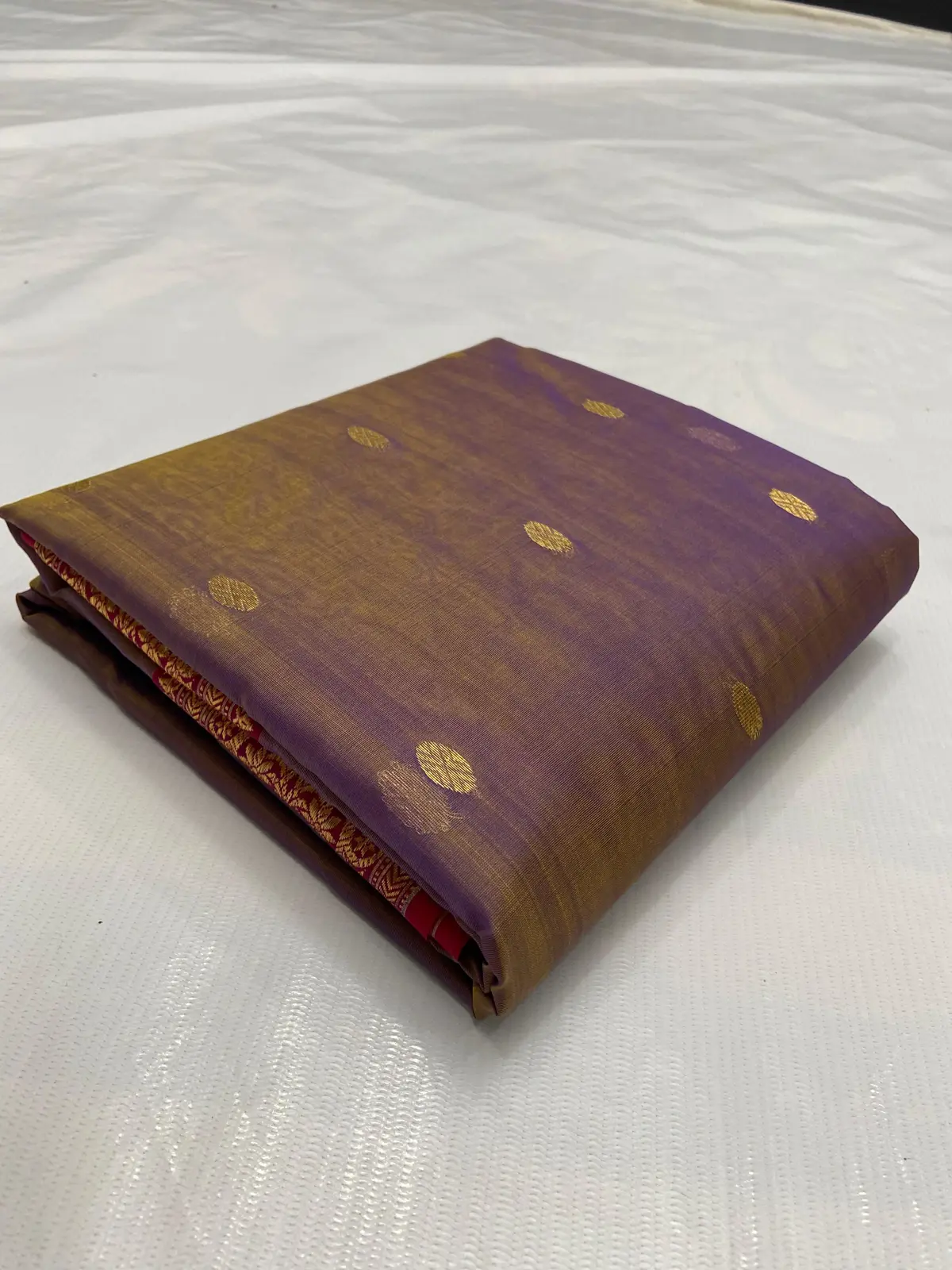 Handwoven Olive & Crimson Olive and Crimson with Intricate Gold Zari Kataan Silk - Authentic Chanderi Silk Saree Chanderi Saree - View 3