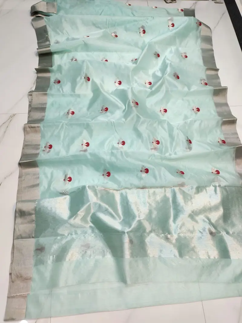 Pale Aqua Pattu Silk Saree