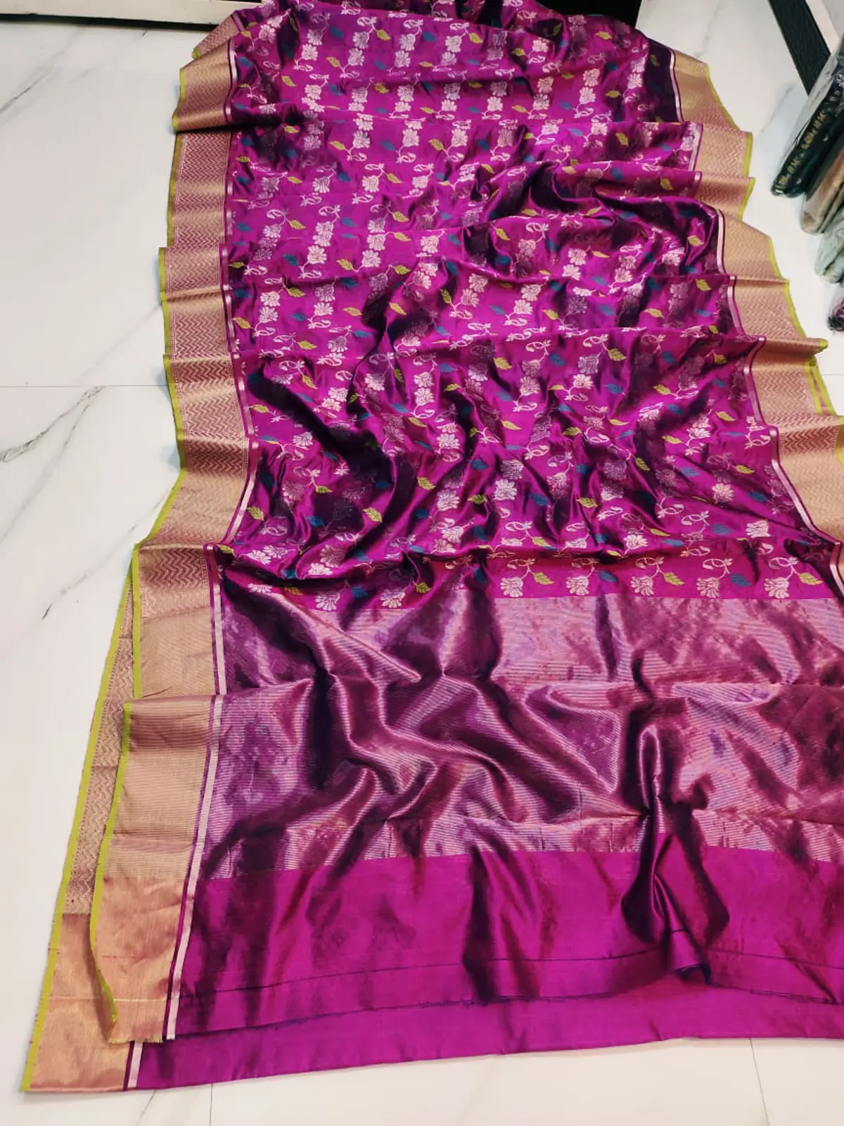 Regal Magenta & Antique Gold Pattu Silk Saree