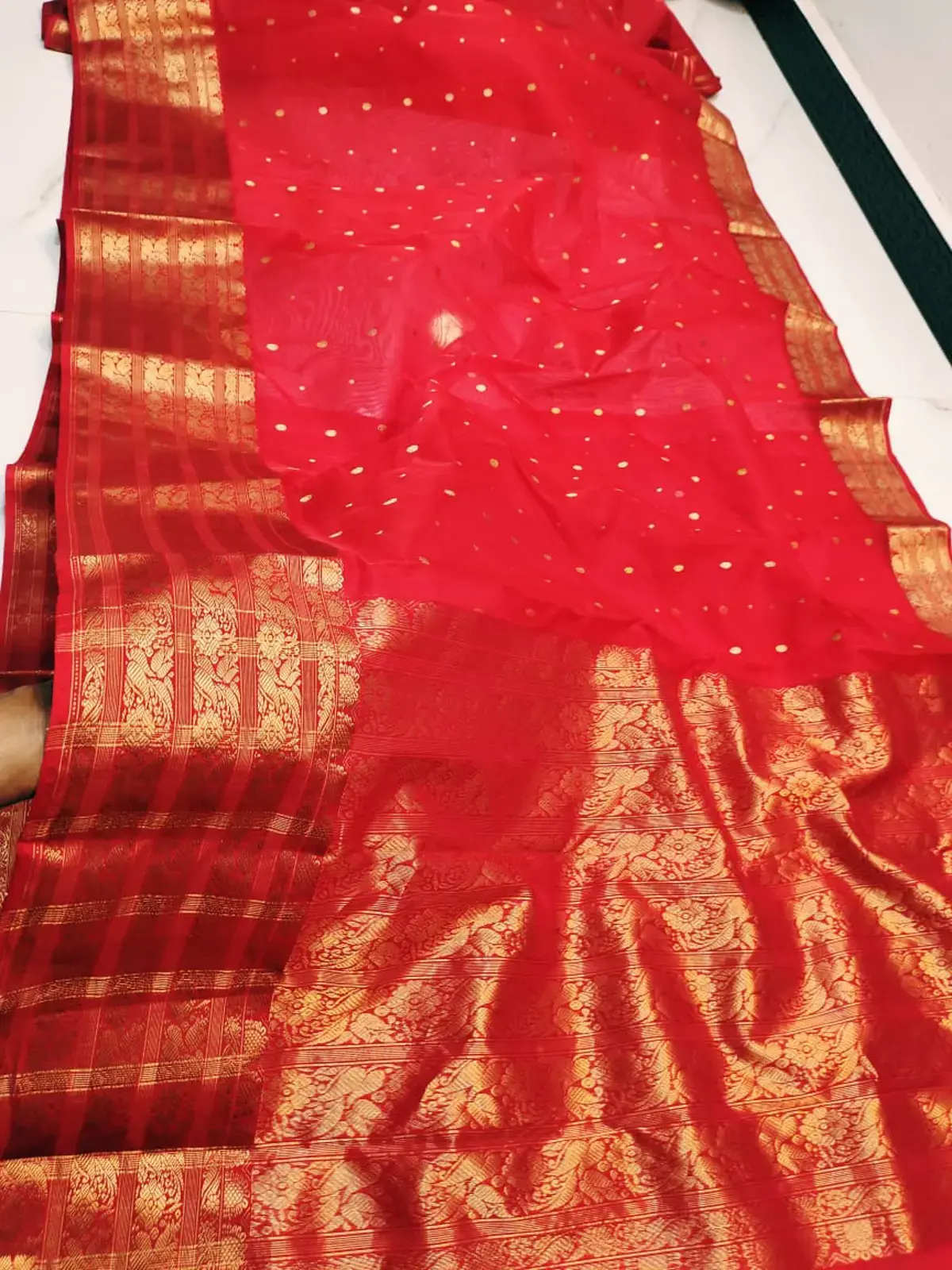Rose Gold Blush with Intricate Floral Zari Kataan Silk - Handloom Chanderi Saree