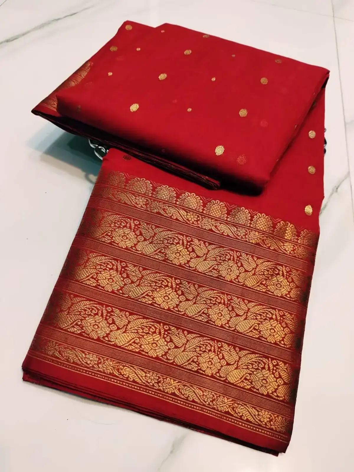 Handwoven Rose Gold Blush Rose Gold Blush with Intricate Floral Zari Kataan Silk - Authentic Chanderi Silk Saree Chanderi Saree - View 4