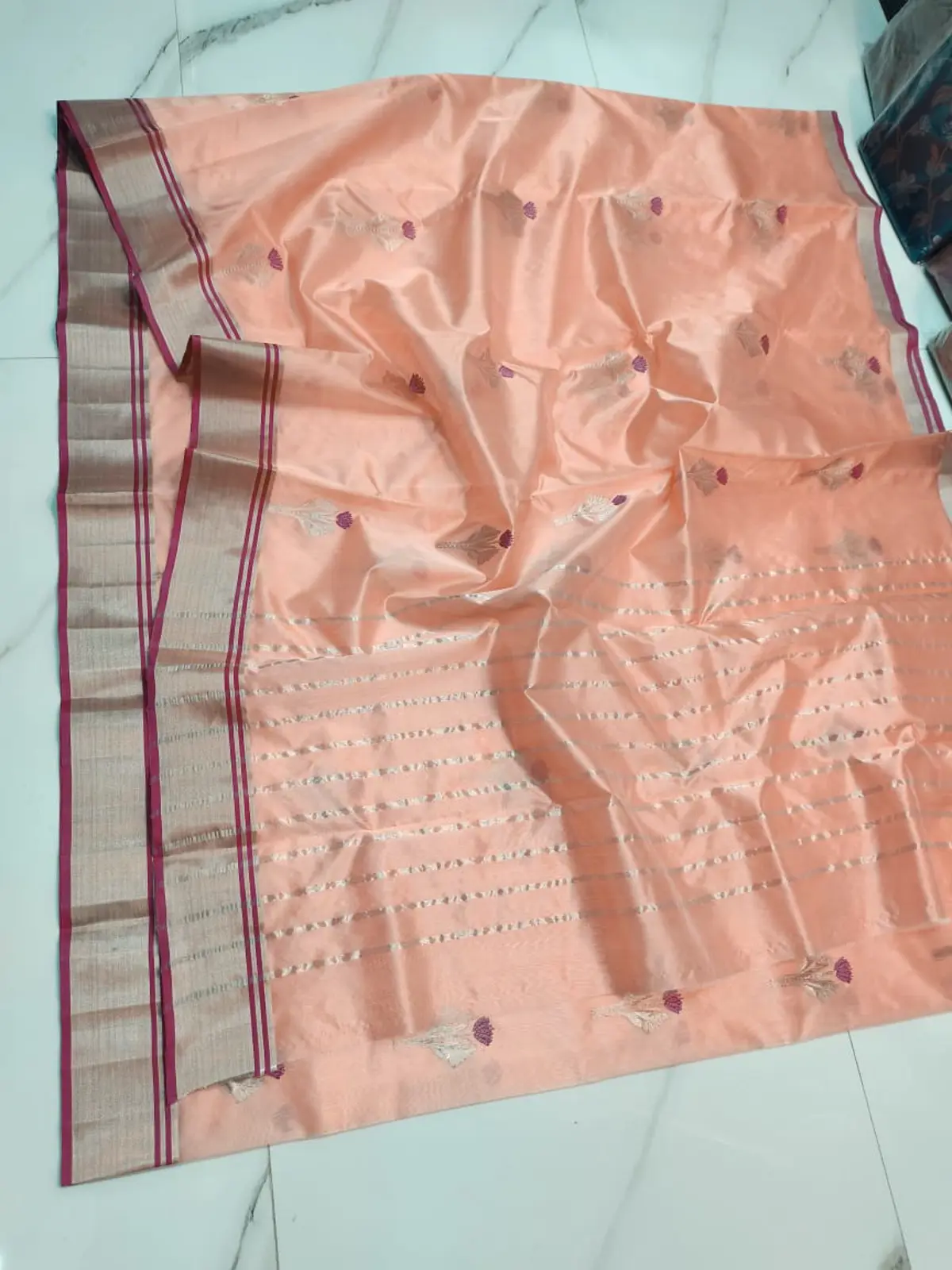Roseate Glow with Fuschia Accents Pattu Silk Saree