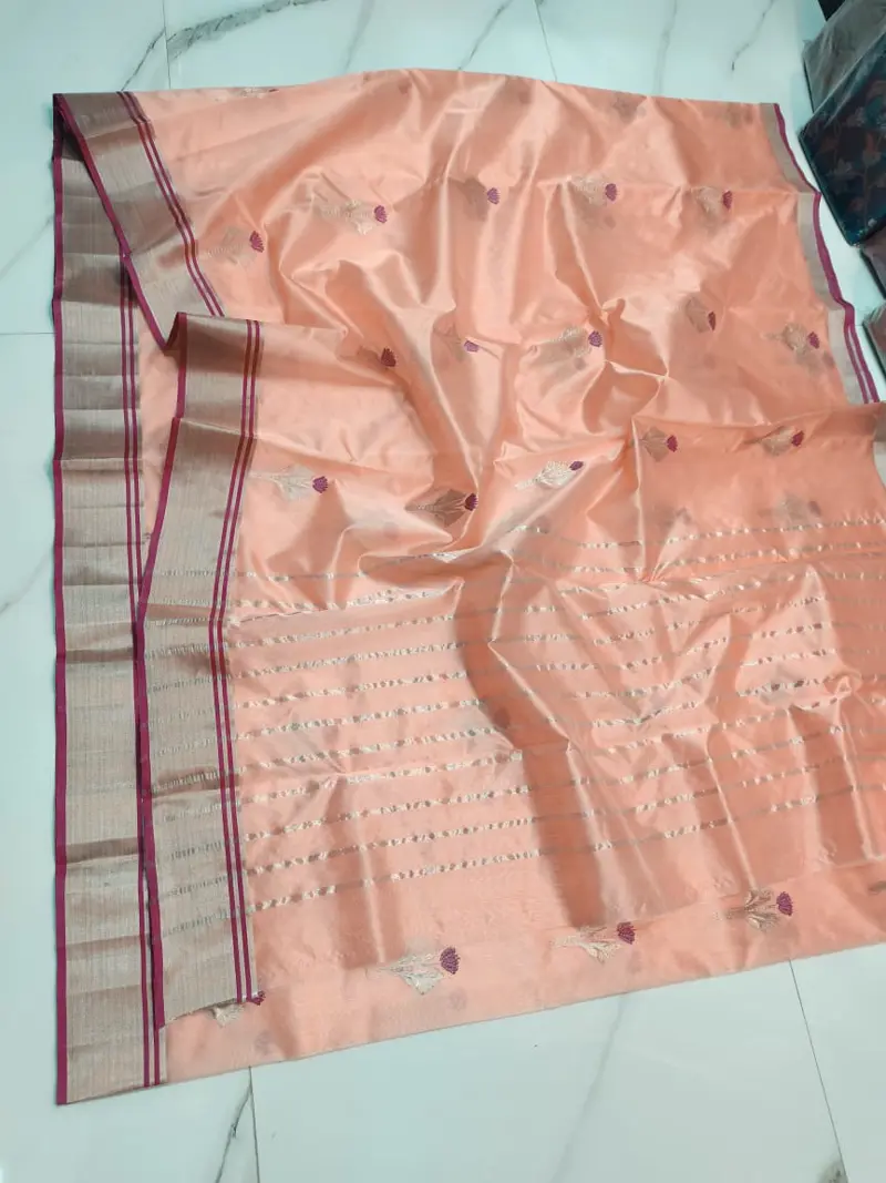 Roseate Glow with Fuschia Accents Pattu Silk Saree