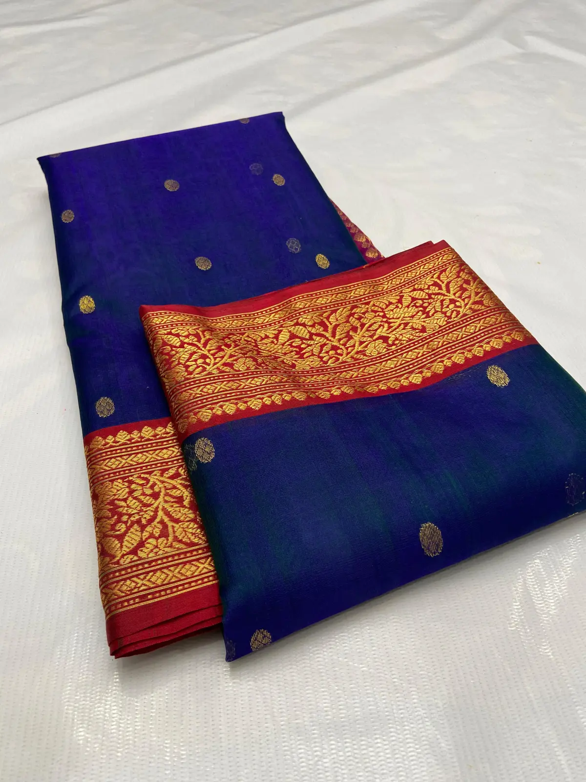 Royal Blue with Intricate Gold Zari Kataan Silk - Handloom Chanderi Saree